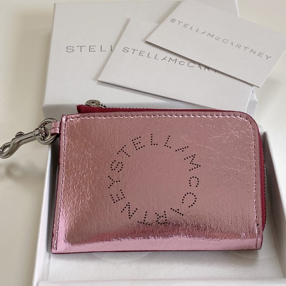 NWT Stella McCartney Metallic Logo Card, Pink